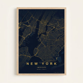 Plan de la ville de New York  Affiche de street ar