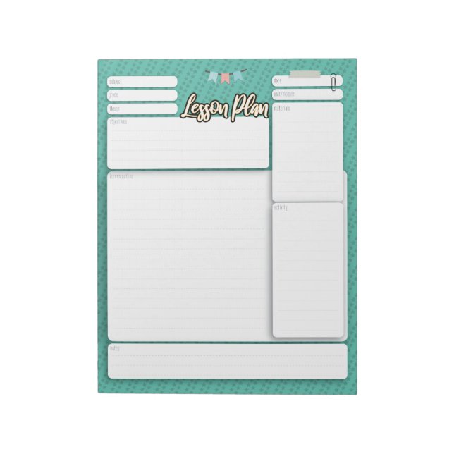 PLAN DE LEÇON HOMESCHOOL 2 Bloc-notes vert (Tourné)