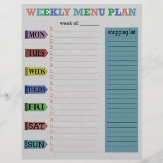 Plan de menu hebdomadaire