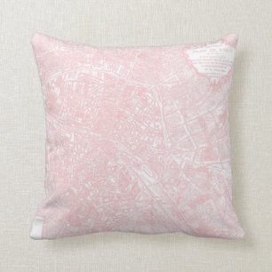 Plan de Paris in Pink Pillow