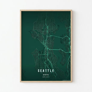 Plan de Seattle Impression Art mural de la ville d