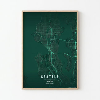 Plan de Seattle Impression Art mural de la ville d
