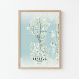 Plan de Seattle Impression Art mural de la ville d
