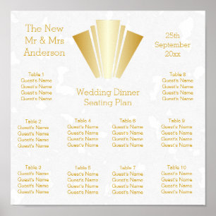 Plan de siège mariage Gold Art Déco Design
