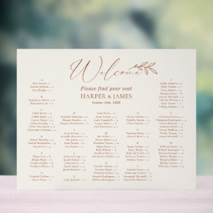 Plan de table alphabétique pour un mariage bohème