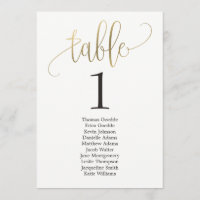 Plan de table carte avec jolie calligraphie