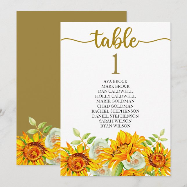 Plan de table Carte de table Calligraphie charmant (Devant / Derrière)