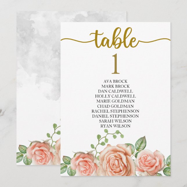 Plan de table carte de table calligraphie charmant (Devant / Derrière)
