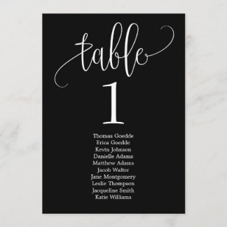 Plan de table carte élégante Calligraphie