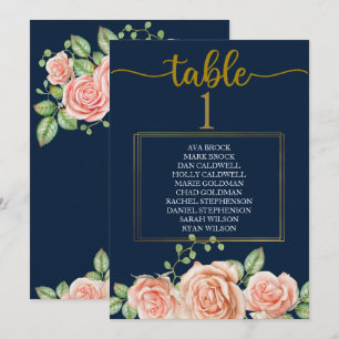 Plan de table carte table mariage bleu marine or r
