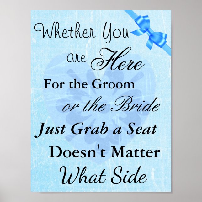 Plan de table de mariage, affiche "où que vous soy (Devant)