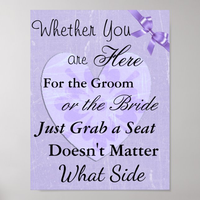 Plan de table de mariage, affiche "où que vous soy (Devant)