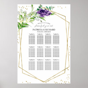Plan de table de mariage élégant affiche de verdur