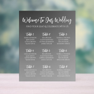 Plan de table de mariage élégant noir et blanc