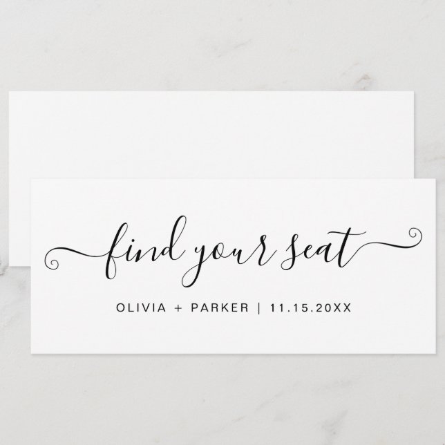 Plan de table de mariage Trouvez votre siège Carte (Devant / Derrière)