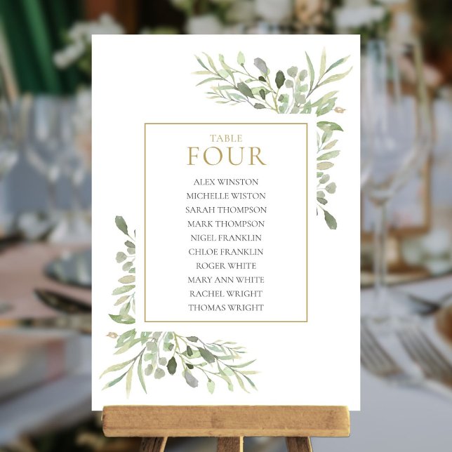 Plan de table élégant à verdure numéro de table (Elegant Greenery Table Number Seating Chart)