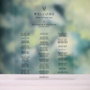 Plan de table minimaliste Mariage Alphabétique