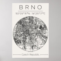 Plan de ville de Brno Poster – Conception minimale