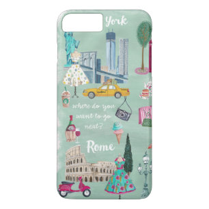 Plan de voyage New York Rome Iphone 7 plus Coque
