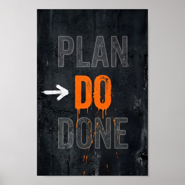 Plan Do Done motivational Productivity text art Poster (Front)