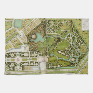 Plan du jardin et chateau de la Reine Kitchen Towel