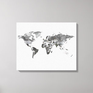 Plan du monde Imprimer en noir et blanc toile éti