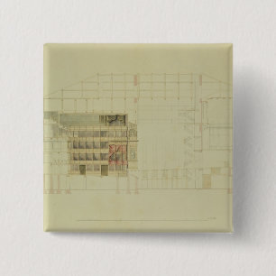 Plan for the Dresden Royal Theatre, c.1838 2 Inch Square Button