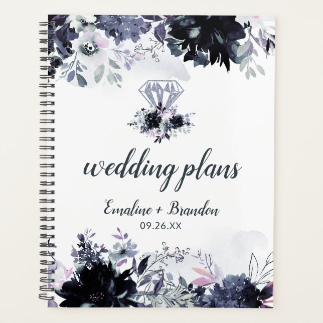 Plan Mariage chic de couleur d'eau florale néoctur (Devant)