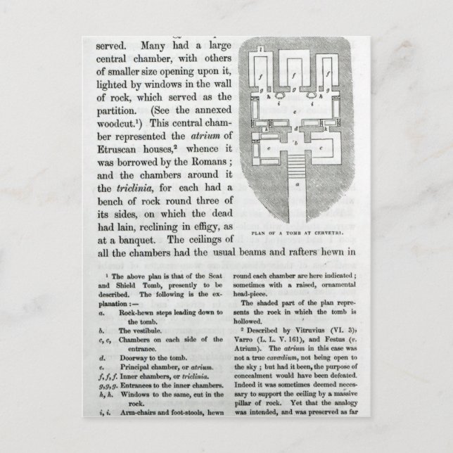 Plan of a Tomb at Cervetri Postcard (Front)