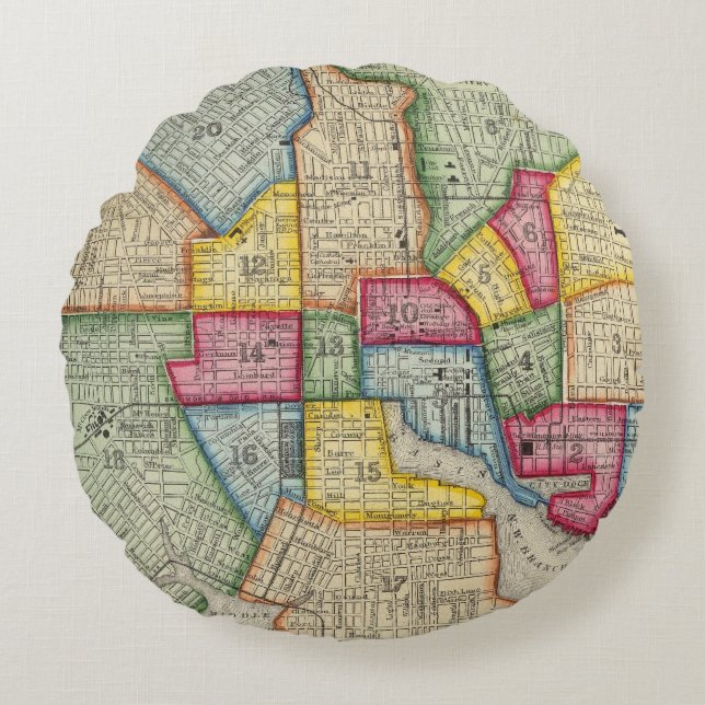 Plan Of Baltimore Round Pillow (Front)