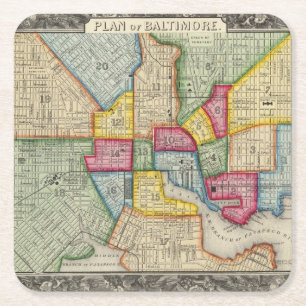 Plan Of Baltimore Square Paper Coaster
