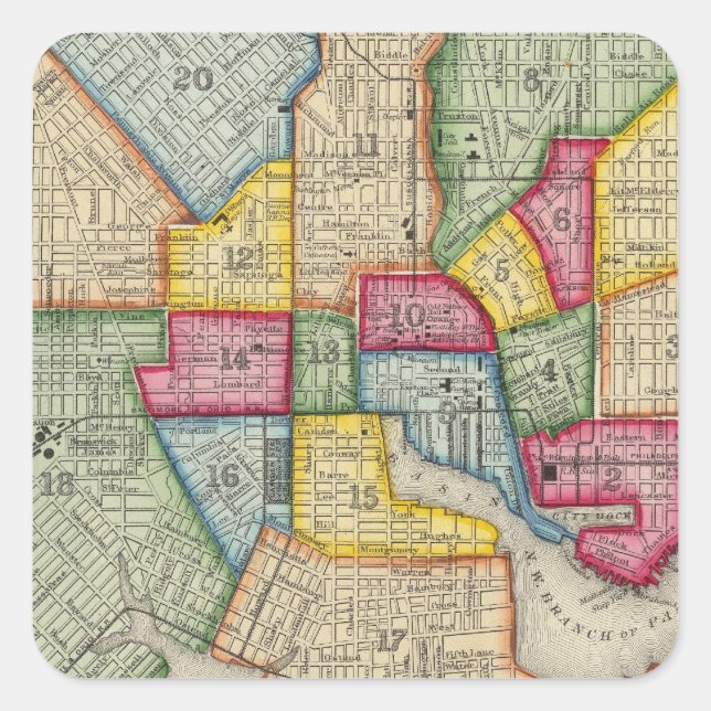Plan Of Baltimore Square Sticker (Front)