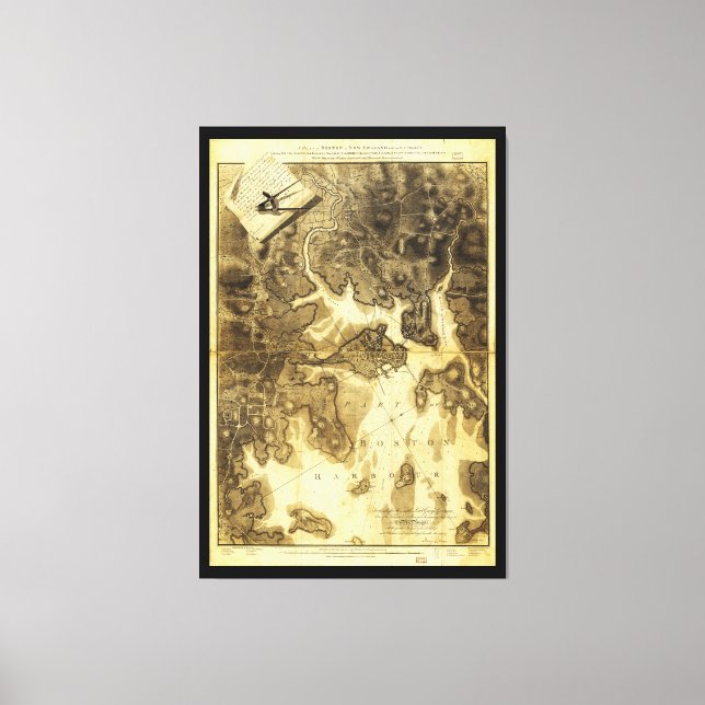 Plan of Boston Map by Henry Pelham (1775-1776) Canvas Print (Front)