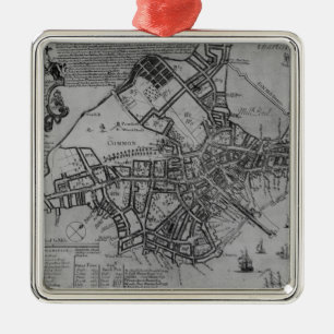 Plan of Boston, New England, 1739 Metal Ornament