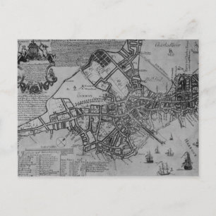 Plan of Boston, New England, 1739 Postcard