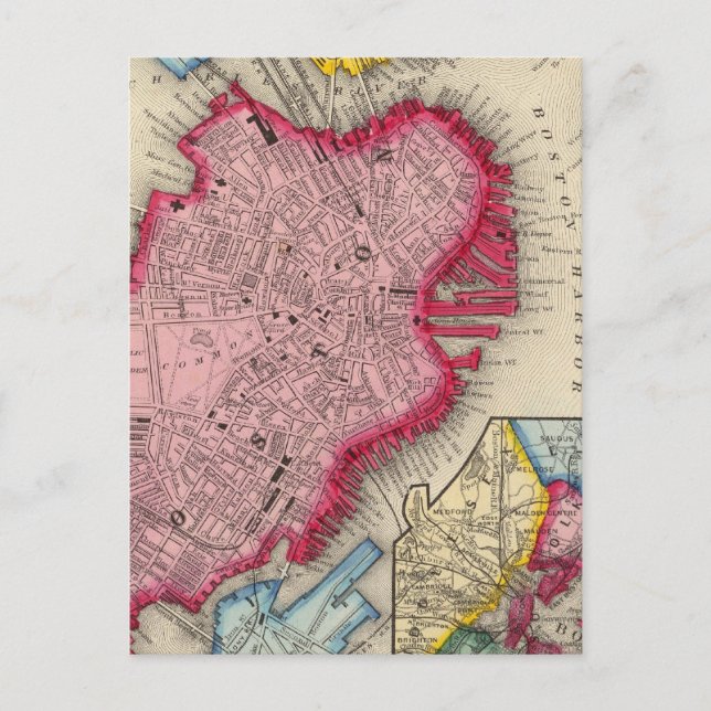 Plan Of Boston Postcard (Front)