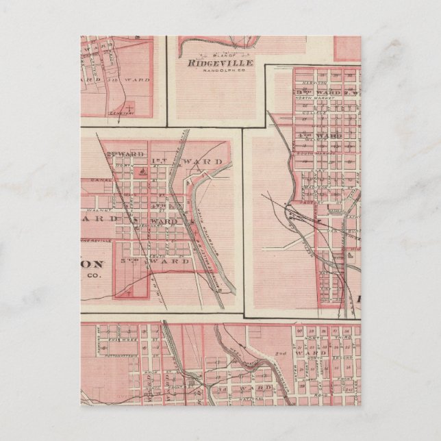 Plan of Cambridge City, Wayne Co with Newport Postcard (Front)