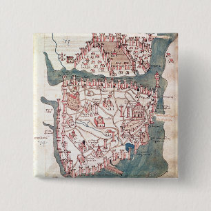 Plan of Constantinople 2 Inch Square Button