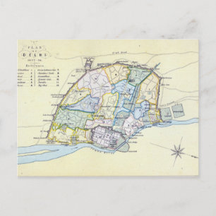 Plan of Delhi 1857-58, engraved by Guyot & Postcard