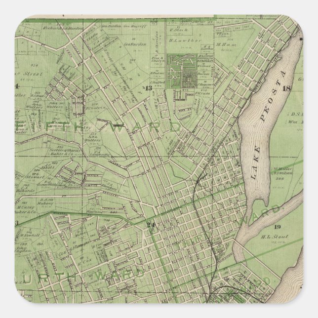 Plan of Dubuque, Dubuque County, State of Iowa Square Sticker (Front)