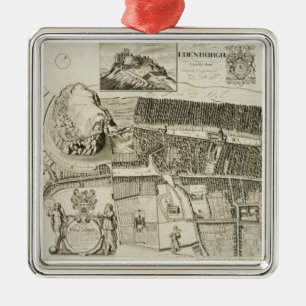Plan of Edinburgh, pub. by John Smith (c.1652-1742 Metal Ornament