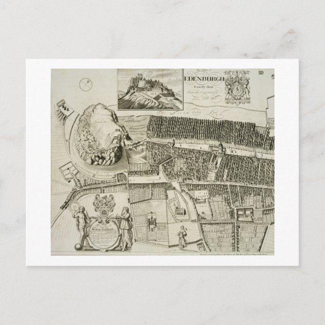 Plan of Edinburgh, pub. by John Smith (c.1652-1742 Postcard (Front)