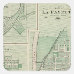 Plan of La Fayette with Battle Ground City Square Sticker