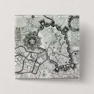 Plan of Lisle, 1736 2 Inch Square Button