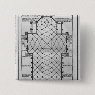 Plan of Milan Cathedral 2 Inch Square Button