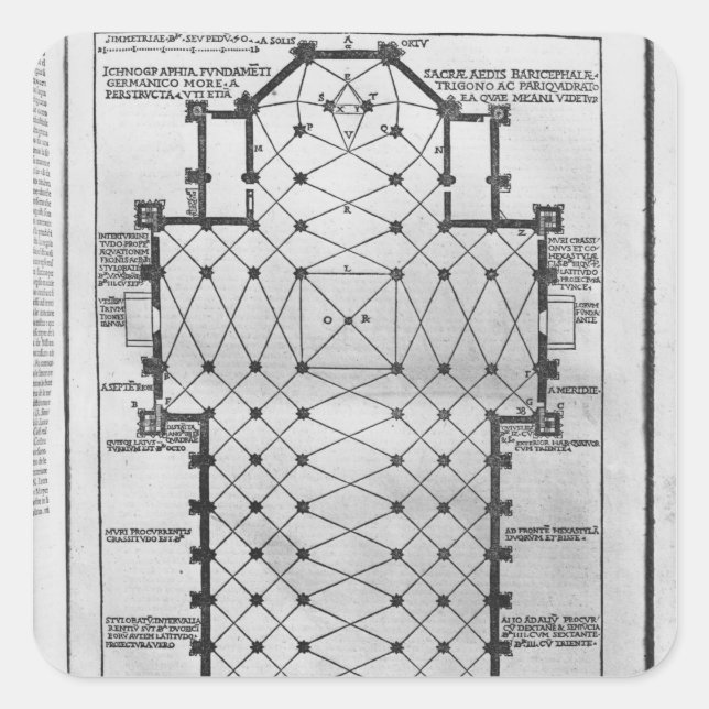 Plan of Milan Cathedral Square Sticker (Front)