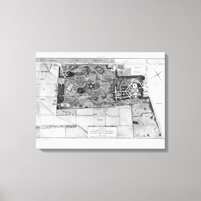 Plan of Parc Monceau in Paris Canvas Print (Front)