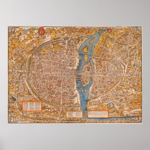Plan of Paris by Truschet et Hoyau (1553) Poster
