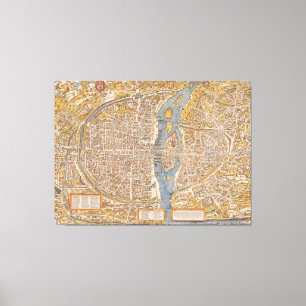 Plan of Paris by Truschet et Hoyau Circa 1550 Canvas Print