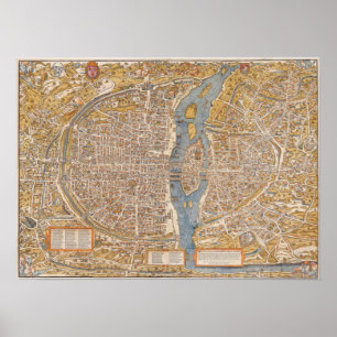 Plan of Paris by Truschet et Hoyau Circa 1550 Poster